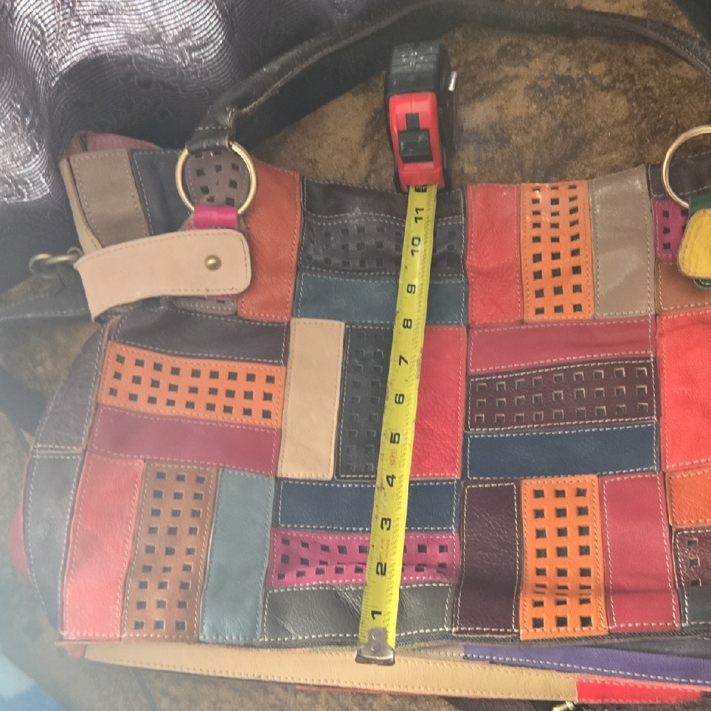 Multicolor Patchwork Leather Shoulder Bag - image 5